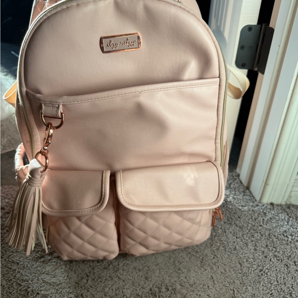 Itzy Ritzy Blush Backpack with Quilted Pockets